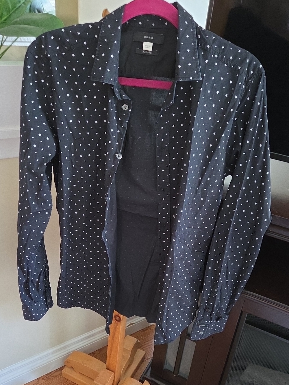 Diesel Black Long-Sleeve Star-Print Dress Shirt